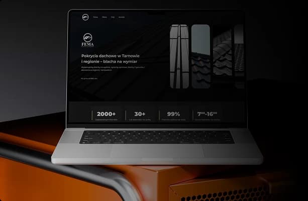 Obsługa stron internetowych, przykład sklepu przedstawiony na laptopie